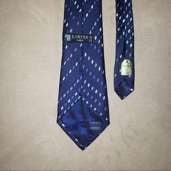 Lanvin Blue Tie 100% Silk Made in France - Picture 5 of 8